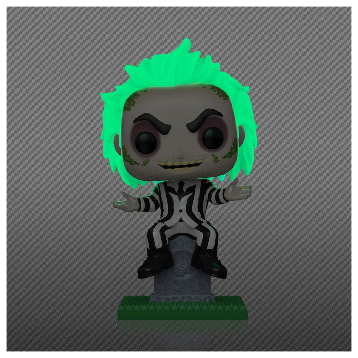 Beetlejuice on Tombstone Funko Pop! Plus - Approx. 4 1/2" Glows In The Dark Entertainment Earth Exclusive Collectible Vinyl Figure #1757 with Display