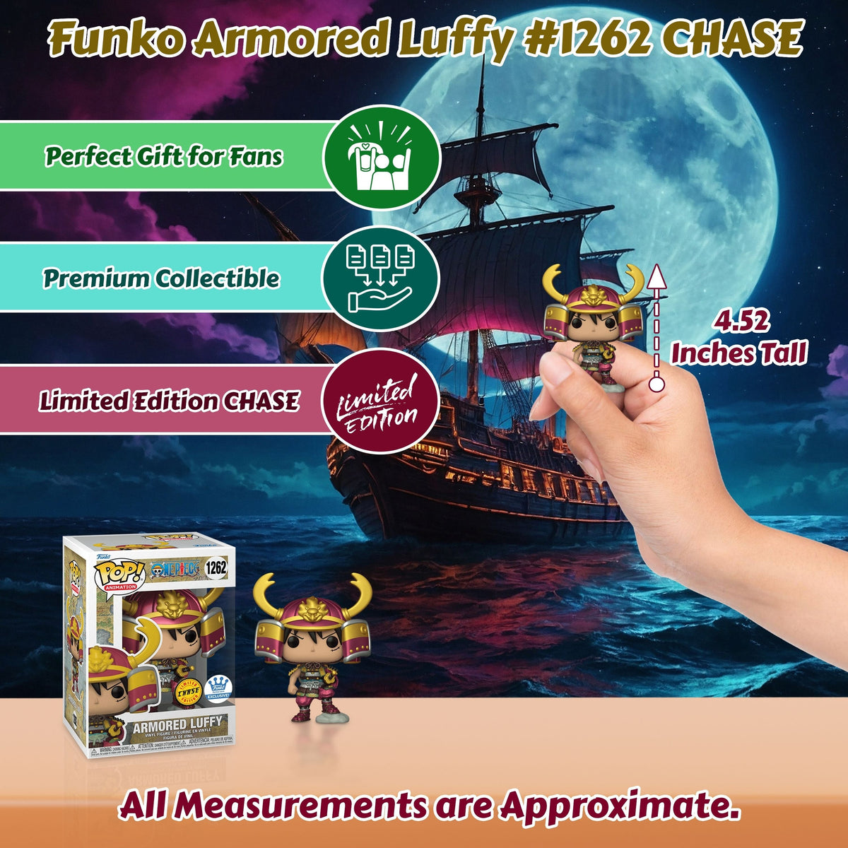 Armored Luffy #1262 Funko Pop! Animation One Piece - Approx. 4.52" Collectible Exclusive Chase Limited Edition Vinyl Figure