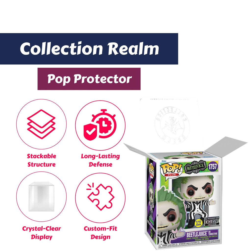 Beetlejuice on Tombstone Funko Pop! Plus - Approx. 4 1/2" Glows In The Dark Entertainment Earth Exclusive Collectible Vinyl Figure #1757 with Display
