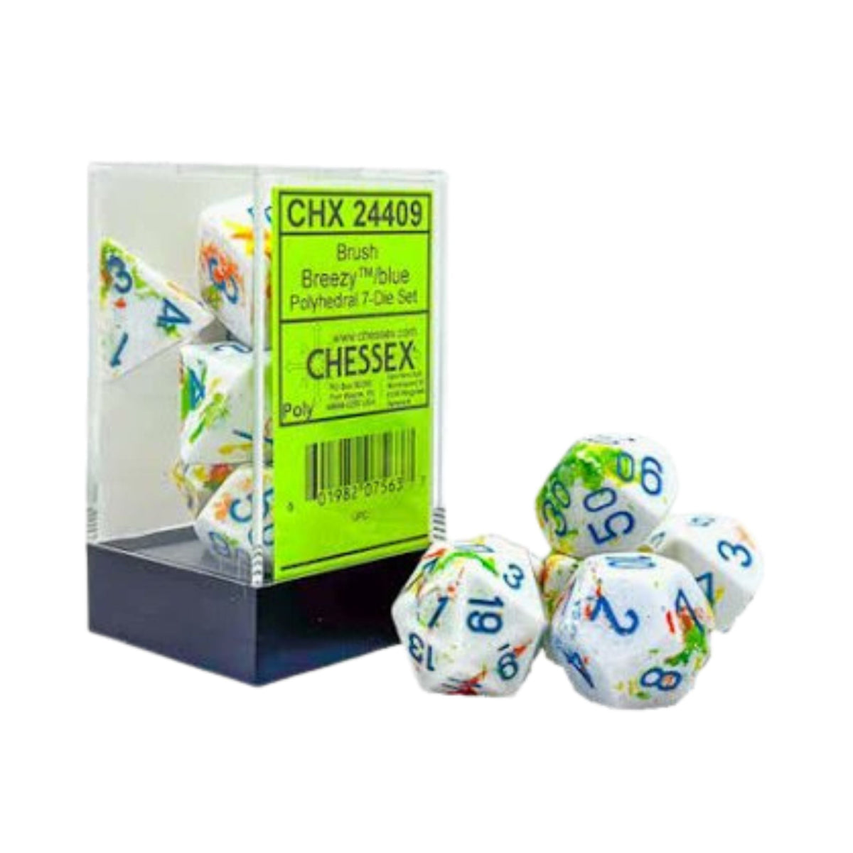 Chessex Dice Brush Polyhedral 7 Die Set Breezy Blue RPG Dice Set Tabletop Game