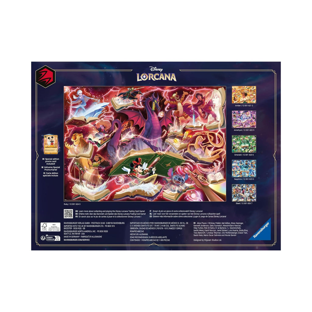 Disney Lorcana TCG Glimmers of the Realm Puzzle Ruby by Ravensburger, 1000 Piece Disney Puzzle for Adults, Disney Lorcana Collectible Jigsaw
