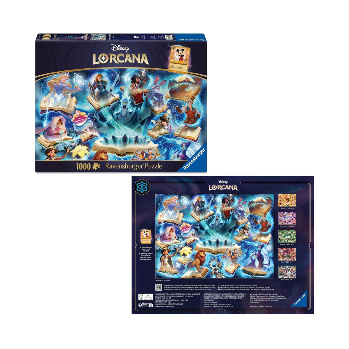Disney Lorcana TCG Glimmers Realm Puzzle Sapphire, Ravensburger 1000 Piece Puzzle, Disney Lorcana Art Puzzle for Adults, Disney Puzzle 1000 Pieces