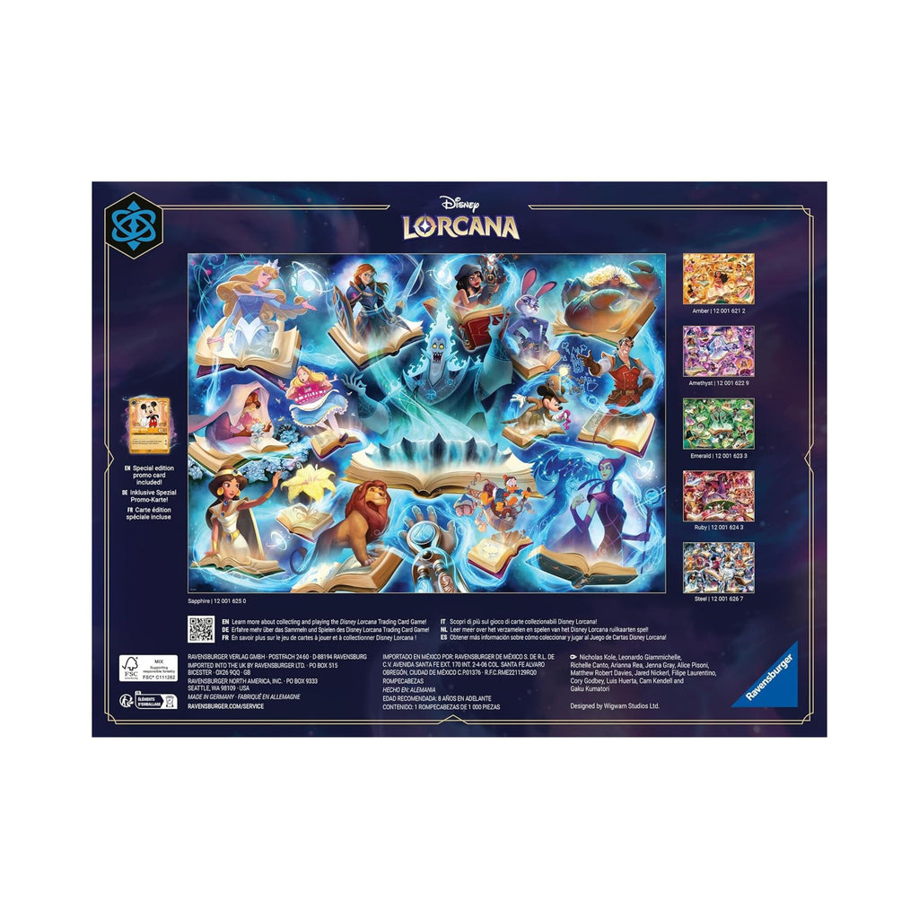 Disney Lorcana TCG Glimmers Realm Puzzle Sapphire, Ravensburger 1000 Piece Puzzle, Disney Lorcana Art Puzzle for Adults, Disney Puzzle 1000 Pieces