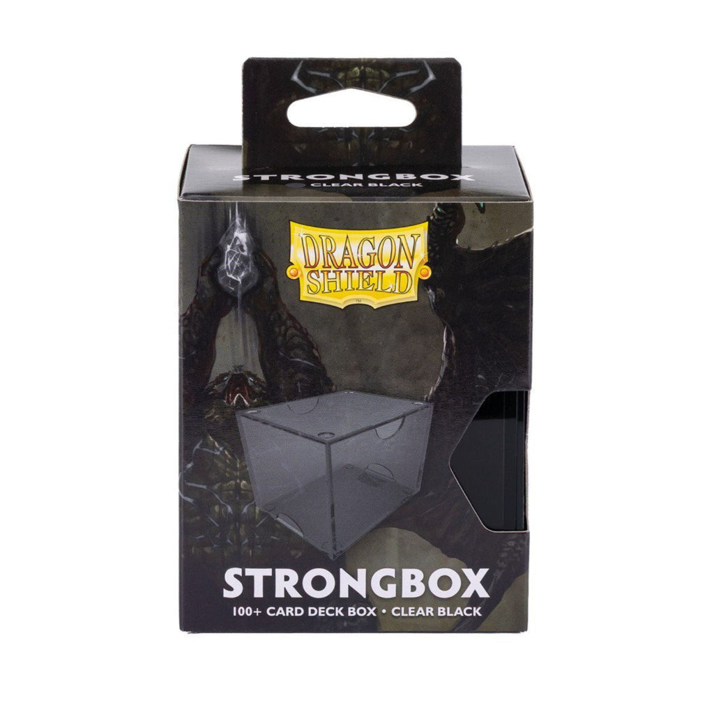 Dragon Shield Strongbox Card Deck Box Black 100+ Double-Sleeved Card Capacity, Clear Acrylic TCG Storage Case, Stackable Deck Box with Secure Vacuum