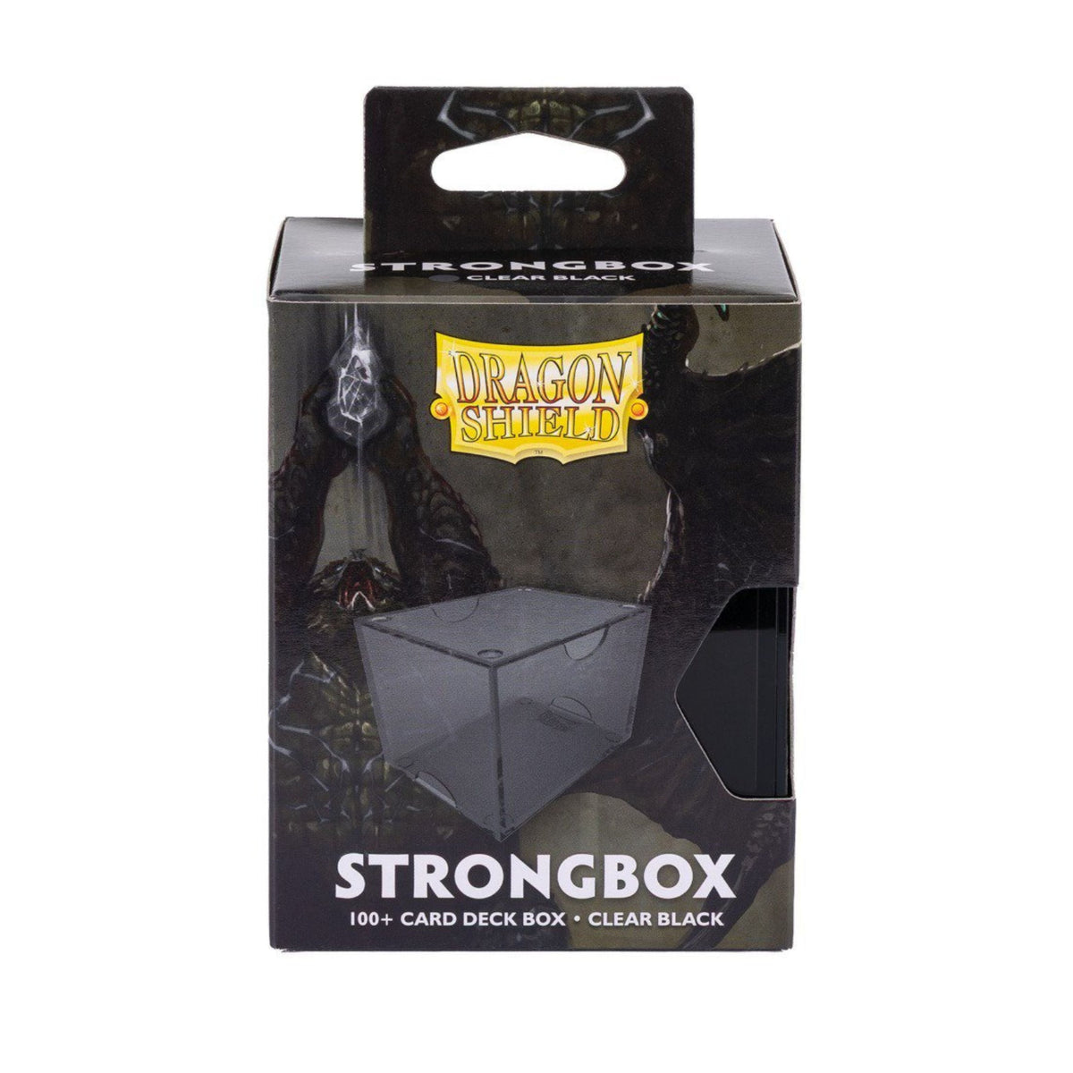 Dragon Shield Strongbox Card Deck Box Black 100+ Double-Sleeved Card Capacity, Clear Acrylic TCG Storage Case, Stackable Deck Box with Secure Vacuum