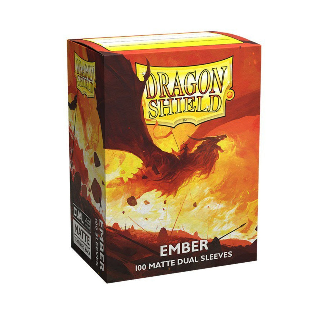 Dragon Shield Dual Matte Sleeves Ember 100 Count Standard Size Card Sleeves, Textured Matte Back, Clear Front, Black Interior