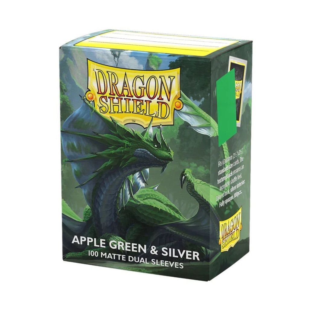 Dragon Shield Dual Matte Sleeves Apple Green & Silver (100 Count) – Standard Size Trading Card Sleeves for MTG, Pokémon, Lorcana, Flesh and Blood