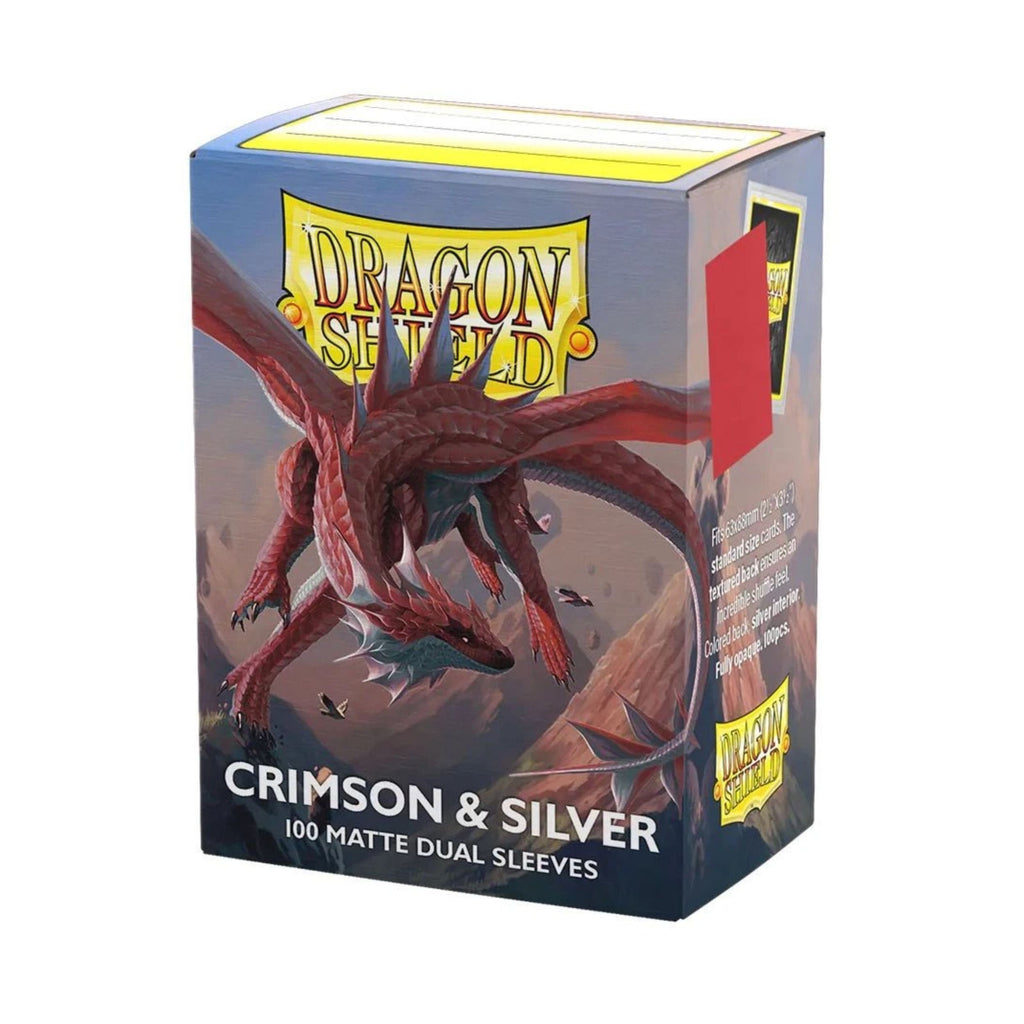 Dragon Shield Dual Matte Sleeves Crimson & Silver (100 ct) – Premium Opaque Trading Card Sleeves with Matte Texture for MTG, Pokémon, Lorcana & Flesh