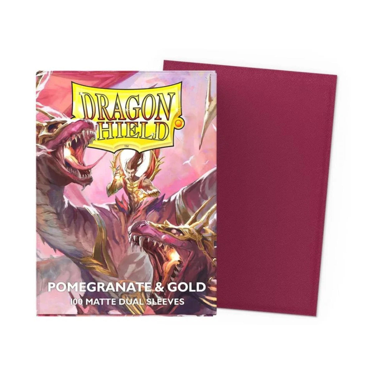 Dragon Shield Dual Matte Standard Card Sleeves Pomegranate & Gold 100 ct – Durable TCG Sleeves for MTG, Pokémon, Lorcana, One Piece, Digimon – Opaque