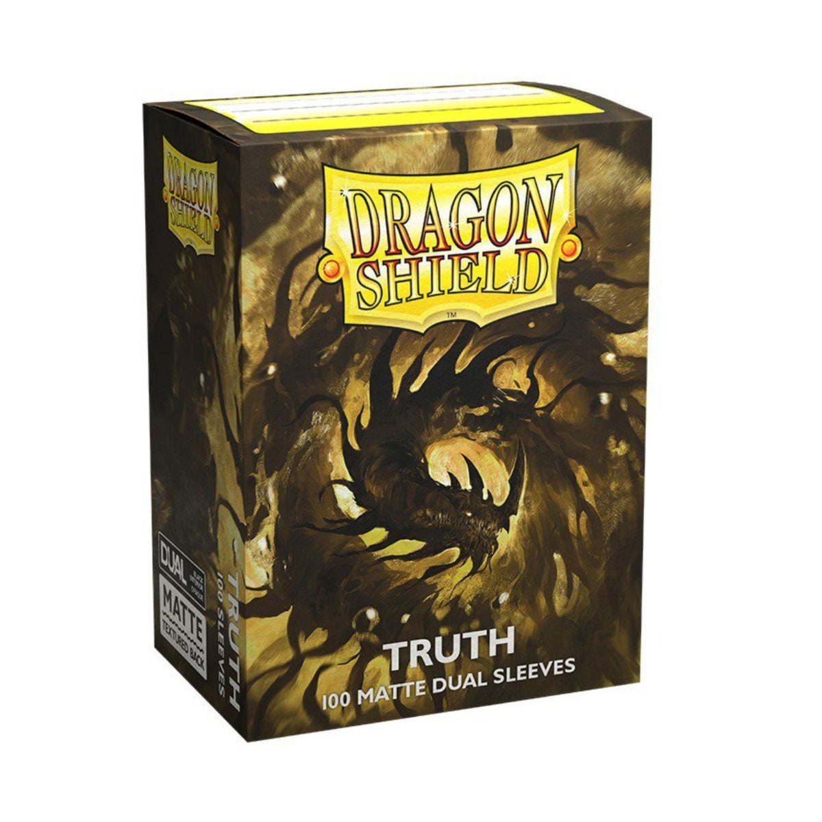 Dragon Shield Standard Matte Dual Sleeves Truth 100 Count – Clear Front, Textured Matte Back, Fully Opaque Black Interior