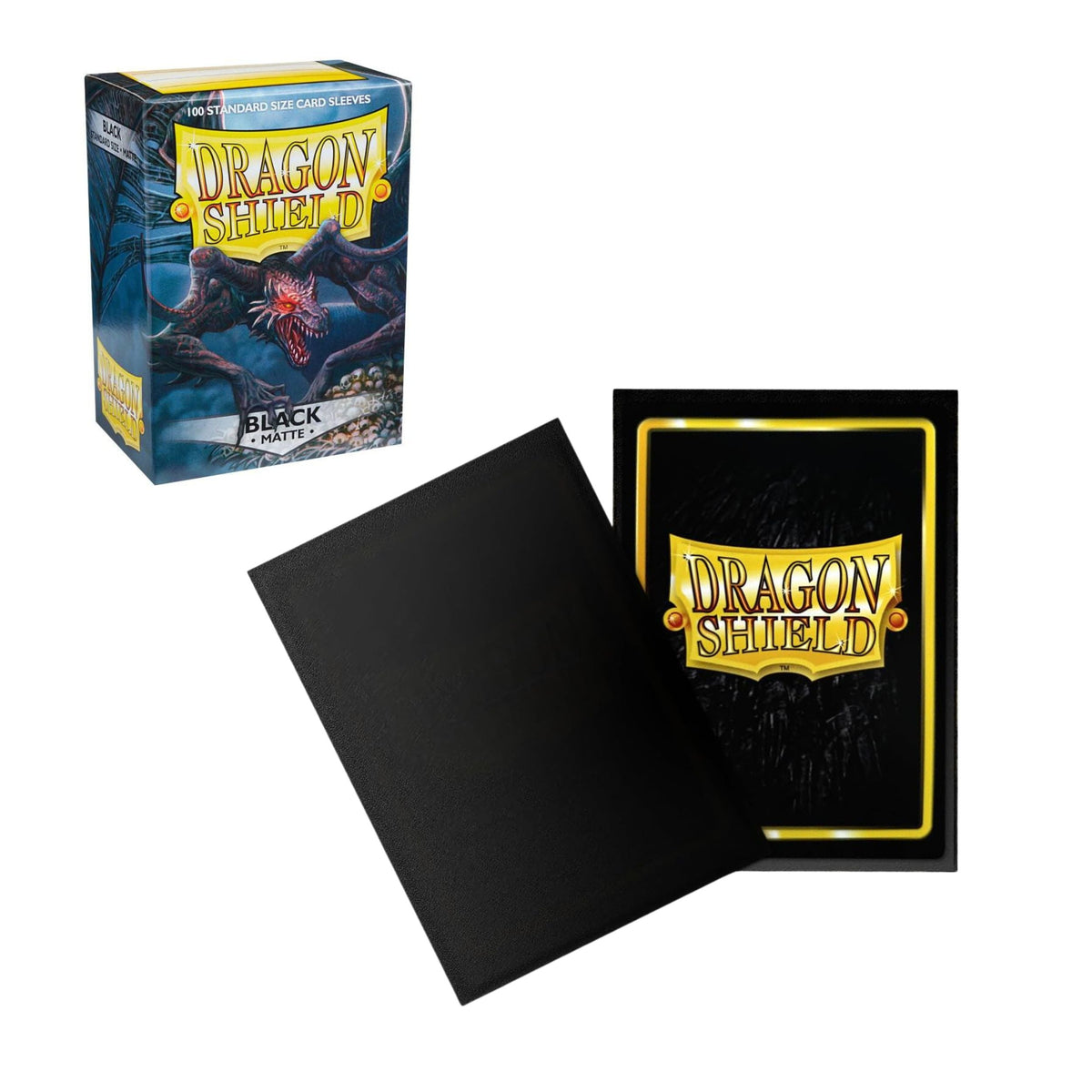 Dragon Shield Card Sleeves Standard Size Matte Black 100ct Durable Matte TCG Sleeves for Trading Cards, Collectible Card Games, Card Deck Protection