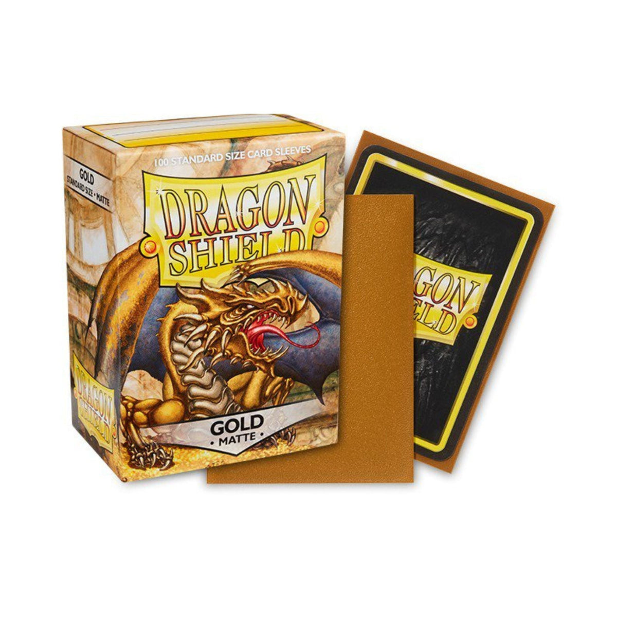 Dragon Shield Standard Matte Card Sleeves Gold 100 Count, Textured Trading Card Protector Sleeves for MTG, Pokémon, Lorcana, Flesh and Blood, Standard