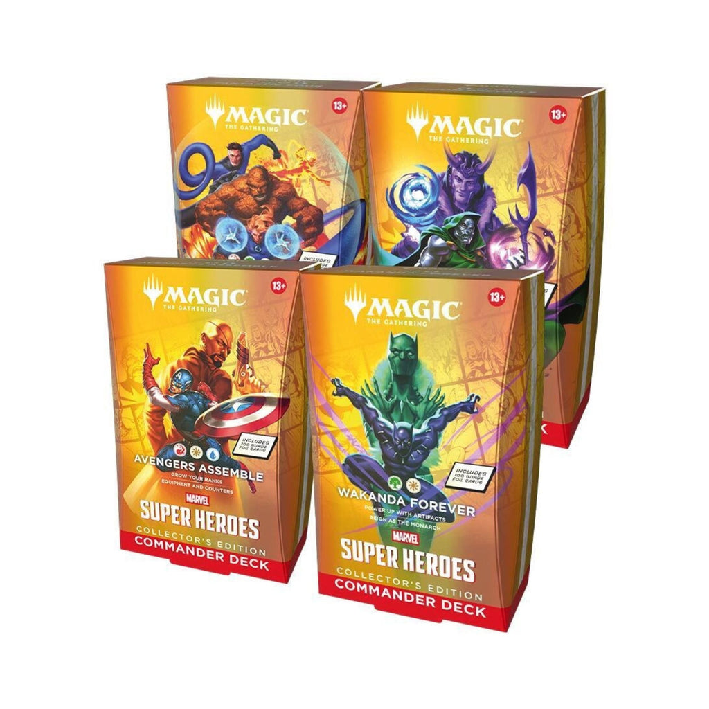 MTG Marvel Super Heroes Collector’s Edition Commander Deck Case – 4 Ready-to-Play Magic: The Gathering Decks with Surge Foil Cards & Exclusive New