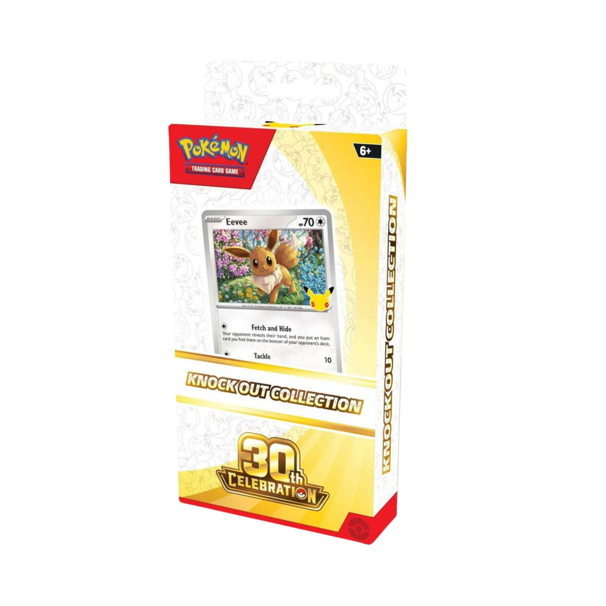 Pokemon TCG 30th Celebration Knock Out Collection – Eevee Foil Promo Card, 2 Booster Packs, Plastic Coin, Official Pokémon Trading Card Game