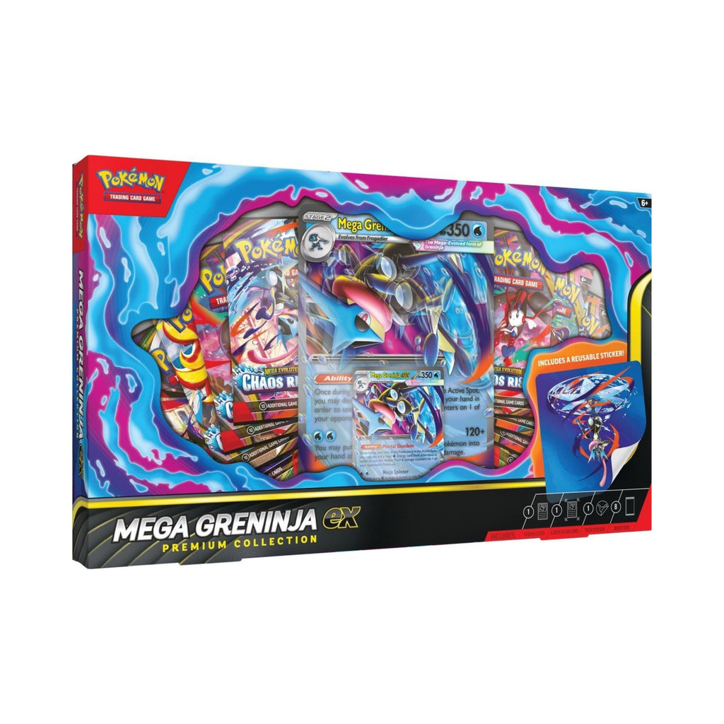 Pokémon TCG: Mega Greninja ex Premium Collection – Foil Promo Card, Oversize Display Card, Tech Sticker & 8 Booster Packs