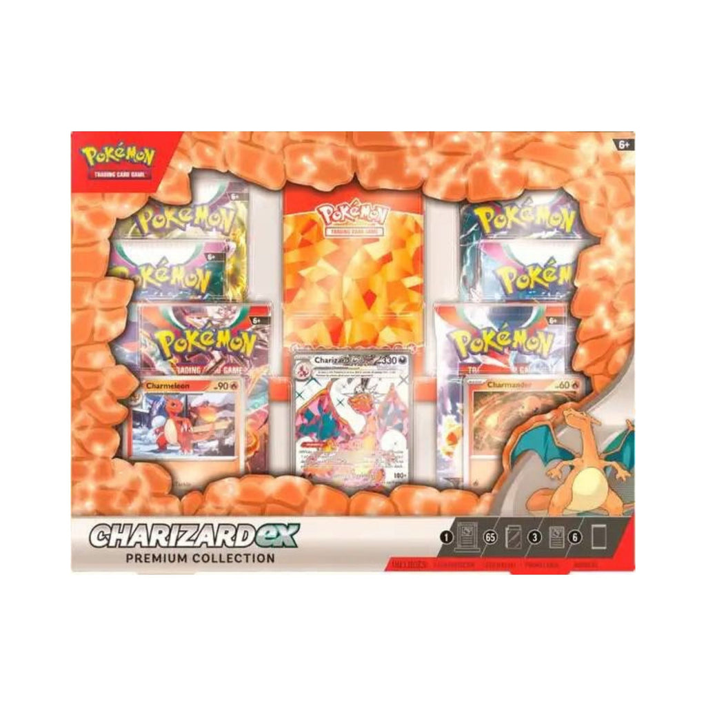 Pokémon TCG Charizard ex Premium Collection Box – 6 Booster Packs, Foil Cards & Play Accessories