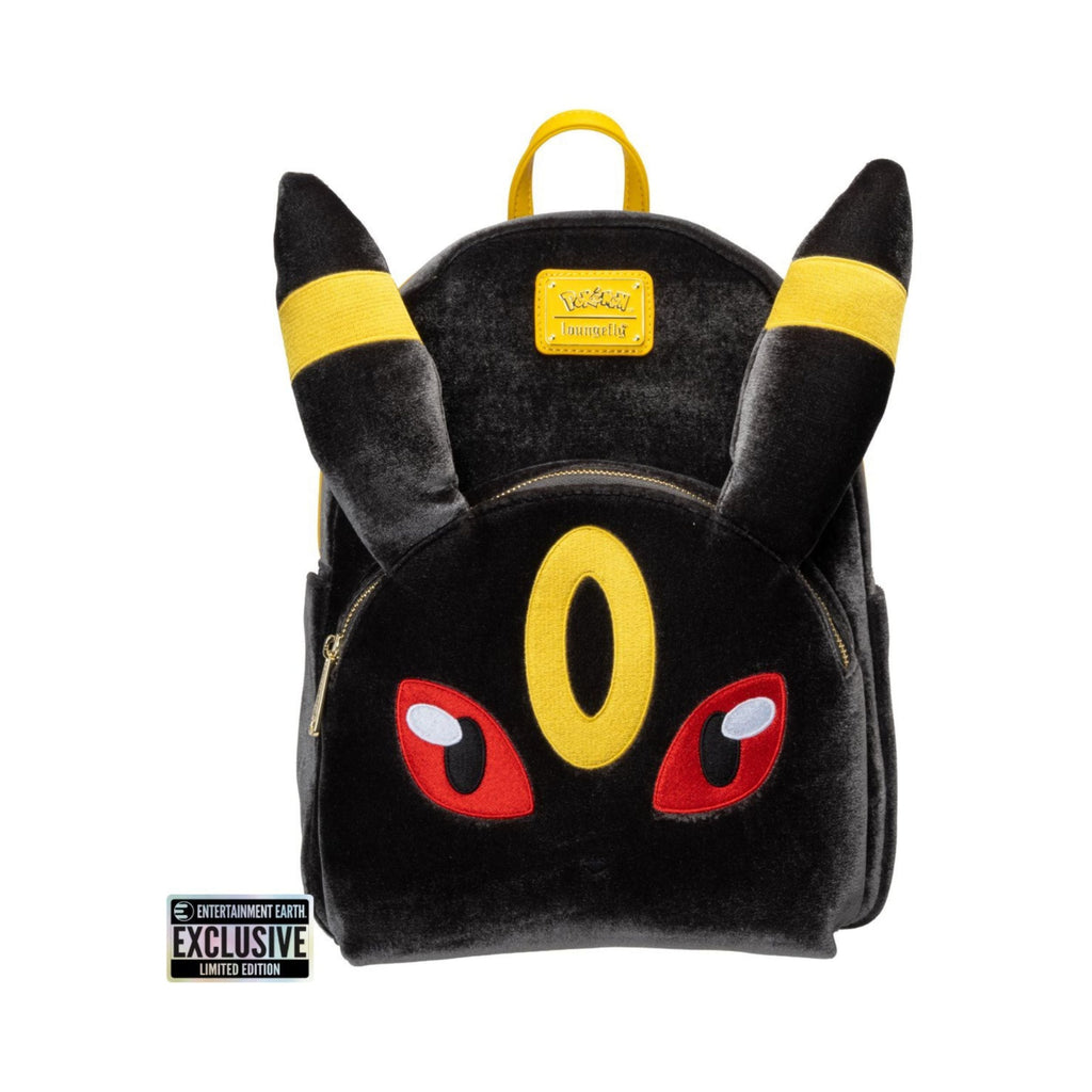 Pokemon Umbreon Midsize Backpack Entertainment Earth Exclusive by Loungefly, Plush Faux Fur Design, Adjustable Straps, Front Zipper Pocket