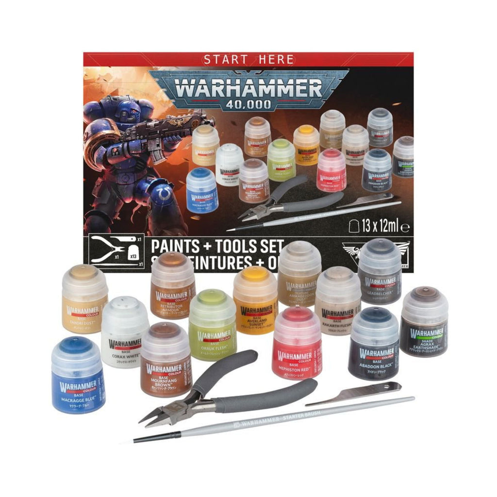 Warhammer 40,000 Paints + Tool Set with Official Citadel Paints, Hobby Tools & Starter Supplies