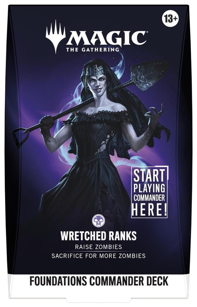 Magic The Gathering Foundations Commander Deck Wretched Ranks - 100-Card Ready-to-Play MTG Zombie Deck with Ghoulcaller Gisa, Foil Card, Tokens & Deck