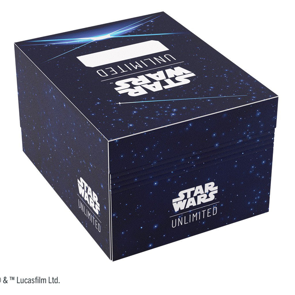 Star Wars Unlimited Twin Suns Soft Crate Card Back Blue, Officially Licensed Deck Box with Token Box and 2 Slide Card Cases, Holds Double-Sleeved