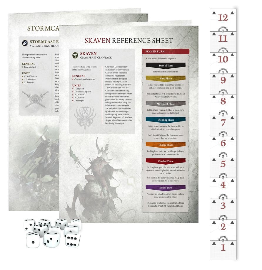 Warhammer Age of Sigmar: Ultimate Starter Set – Spearhead Starter Box with Stormcast Eternals & Skaven, 37 Push-Fit Miniatures, Gaming Mat, Dice &