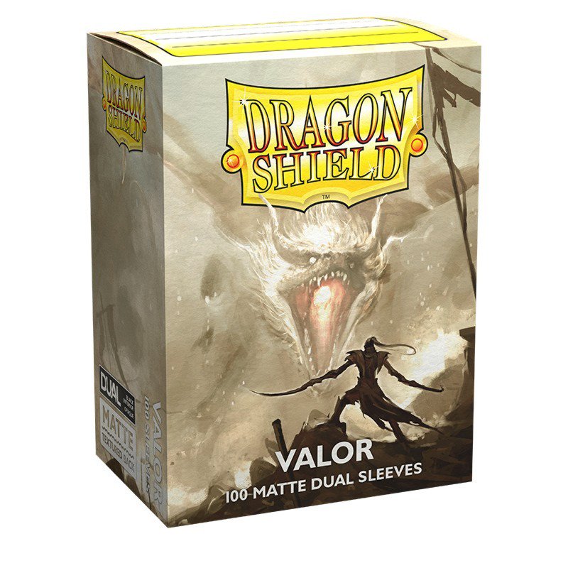Dragon Shield Standard Matte Dual Sleeves Valor 100 Count – Premium Trading Card Sleeves with Black Interior, Textured Matte Finish for MTG, Pokémon