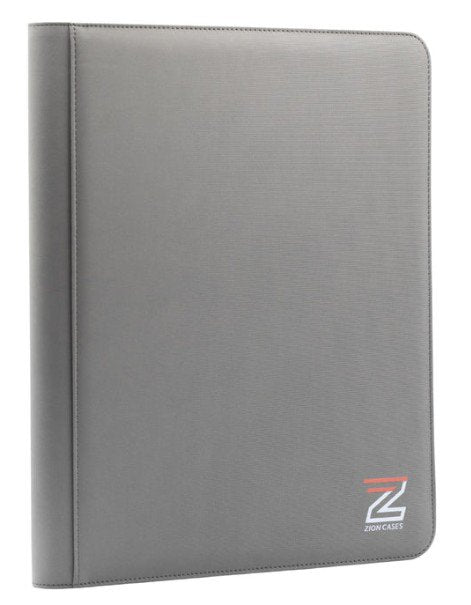 Zion Cases 9-Pocket Toploader Binder Grey – Diamond Texture Premium PU Leather Card Album – Side-Loading, Acid-Free, 252 Card Capacity – Heavy Duty
