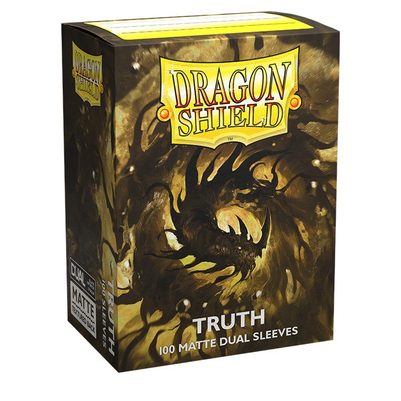 Dragon Shield Standard Matte Dual Sleeves Truth 100 Count – Clear Front, Textured Matte Back, Fully Opaque Black Interior