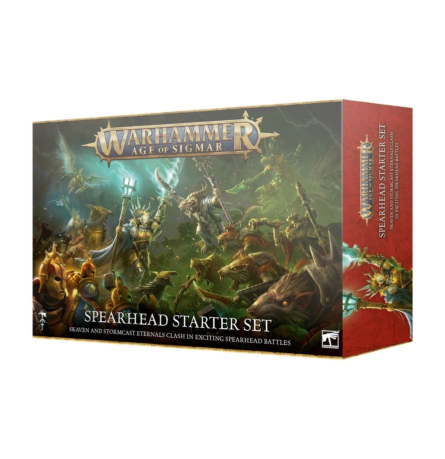 Warhammer Age of Sigmar: Ultimate Starter Set – Spearhead Starter Box with Stormcast Eternals & Skaven, 37 Push-Fit Miniatures, Gaming Mat, Dice &