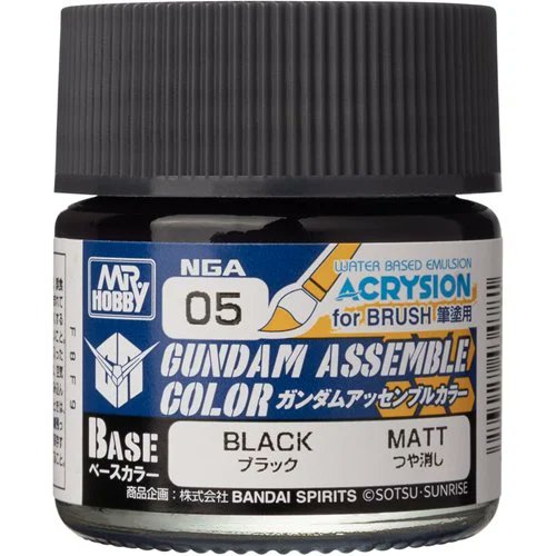 Gundam Assemble Color NGA05 Black Paint by Mr. Hobby - Premium Acrylic for Gundam Model Kits, Bandai Gundam Kits, Smooth Finish, High Coverage