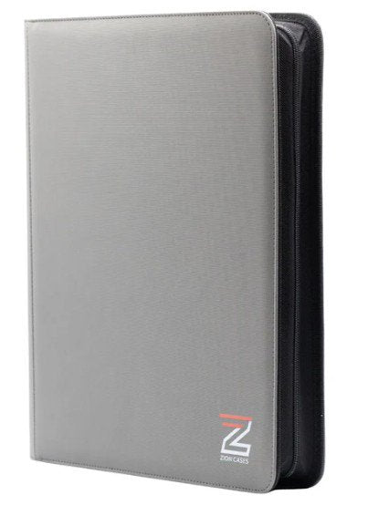 Zion Cases 9-Pocket Toploader Binder Grey – Diamond Texture Premium PU Leather Card Album – Side-Loading, Acid-Free, 252 Card Capacity – Heavy Duty