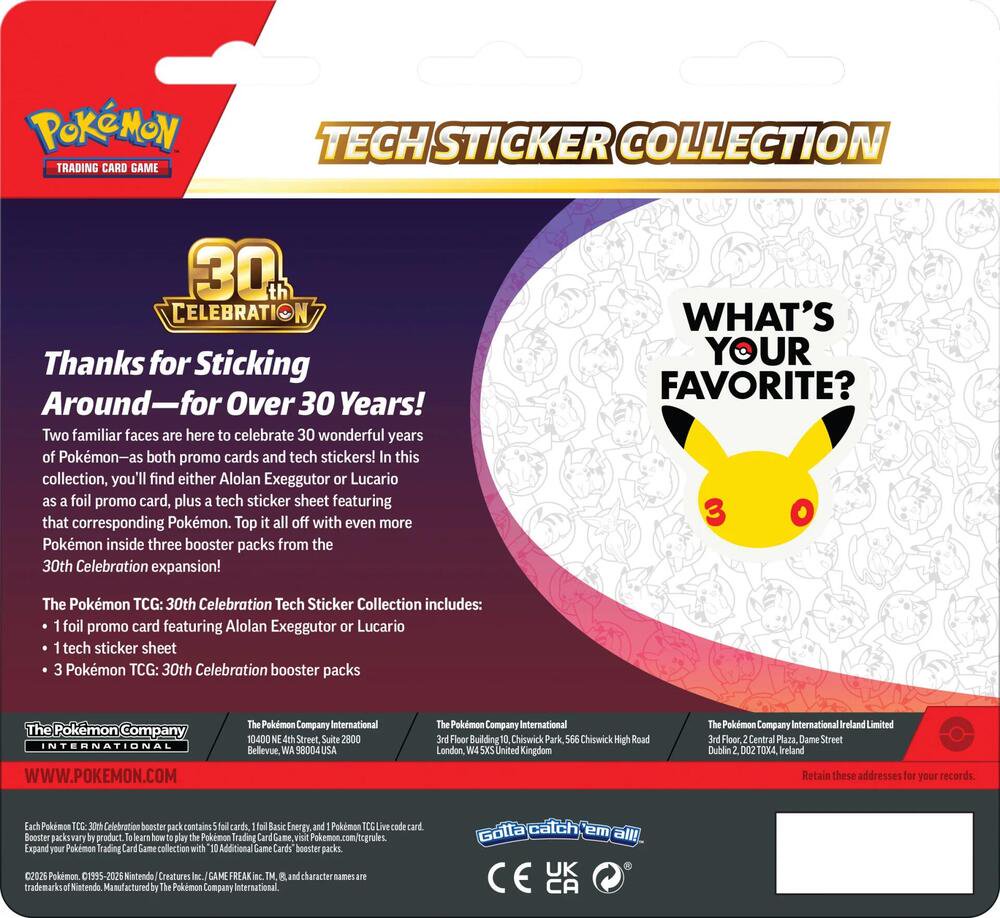 Pokémon TCG: 30th Celebration Tech Sticker Collection (Lucario) - (Preorder)