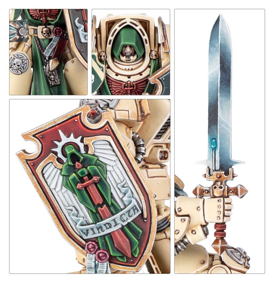 Warhammer 40,000 Dark Angels Deathwing Knights – Elite Dark Angels Terminator Squad Miniatures with Storm Shields, Power Swords & Heavy Maces