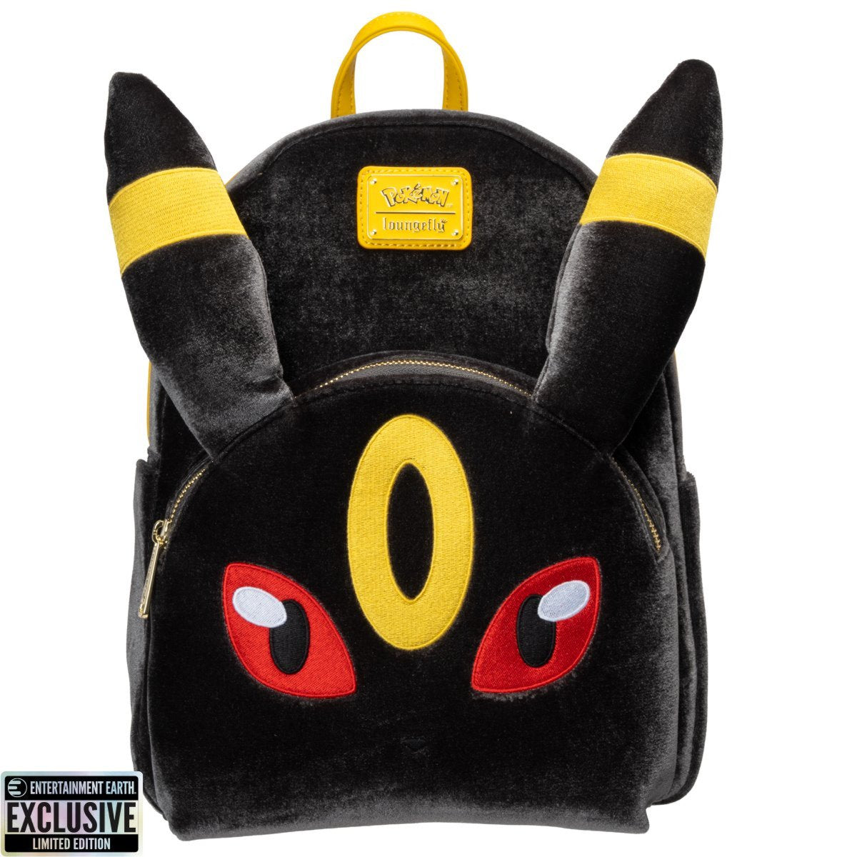 Pokemon Umbreon Midsize Backpack Entertainment Earth Exclusive by Loungefly, Plush Faux Fur Design, Adjustable Straps, Front Zipper Pocket