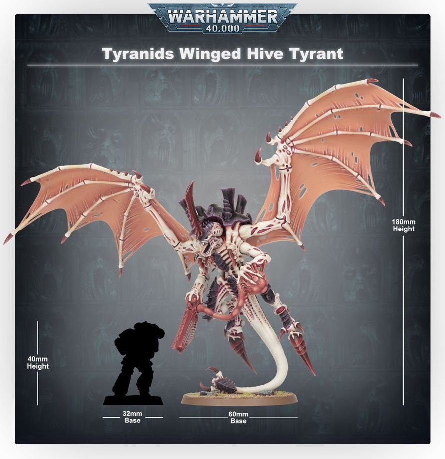 Warhammer 40,000 Winged Hive Tyrant Tyranids Winged Hive Tyrant Miniature Kit – Build as Winged Hive Tyrant, Hive Tyrant or Swarmlord – 59-Piece