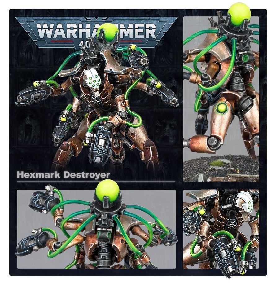 Warhammer 40,000 Necrons Hexmark Destroyer – Necron Elites Miniature with Six Enmitic Disintegrator Pistols, Citadel 50mm Base, Tabletop Wargaming