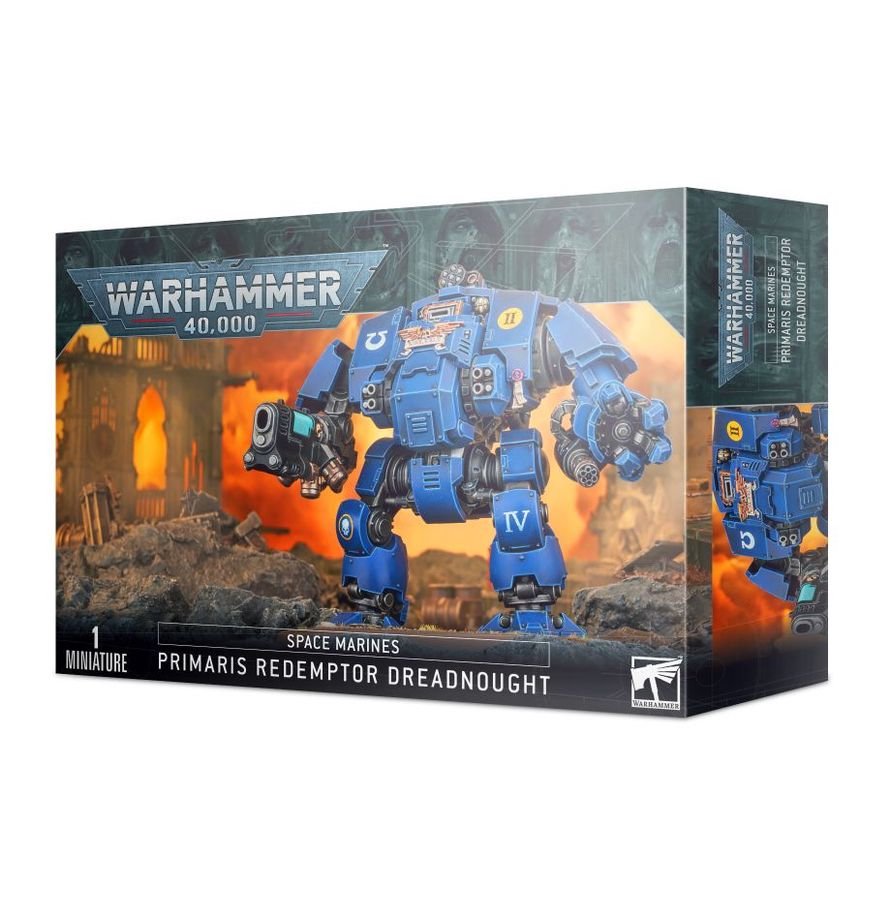 Warhammer 40,000 Space Marines Primaris Redemptor Dreadnought Kit – Multi-Part Plastic Model with Weapons Options, 90mm Base & Transfer Sheet – Highly