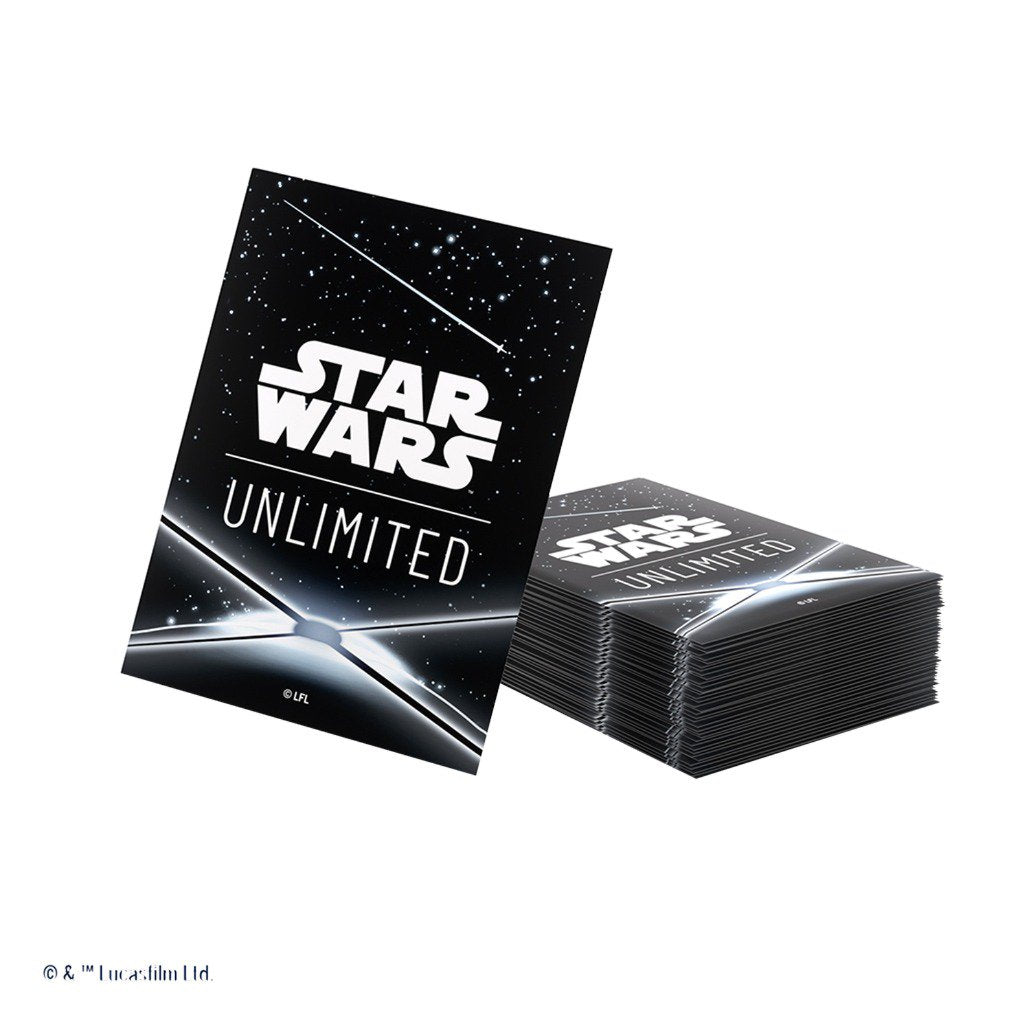 Star Wars Unlimited Art Sleeves Card Back Black, 60 Standard Size Card Sleeves with Clear Leader Sleeve, Durable TCG Card Protectors for Star Wars