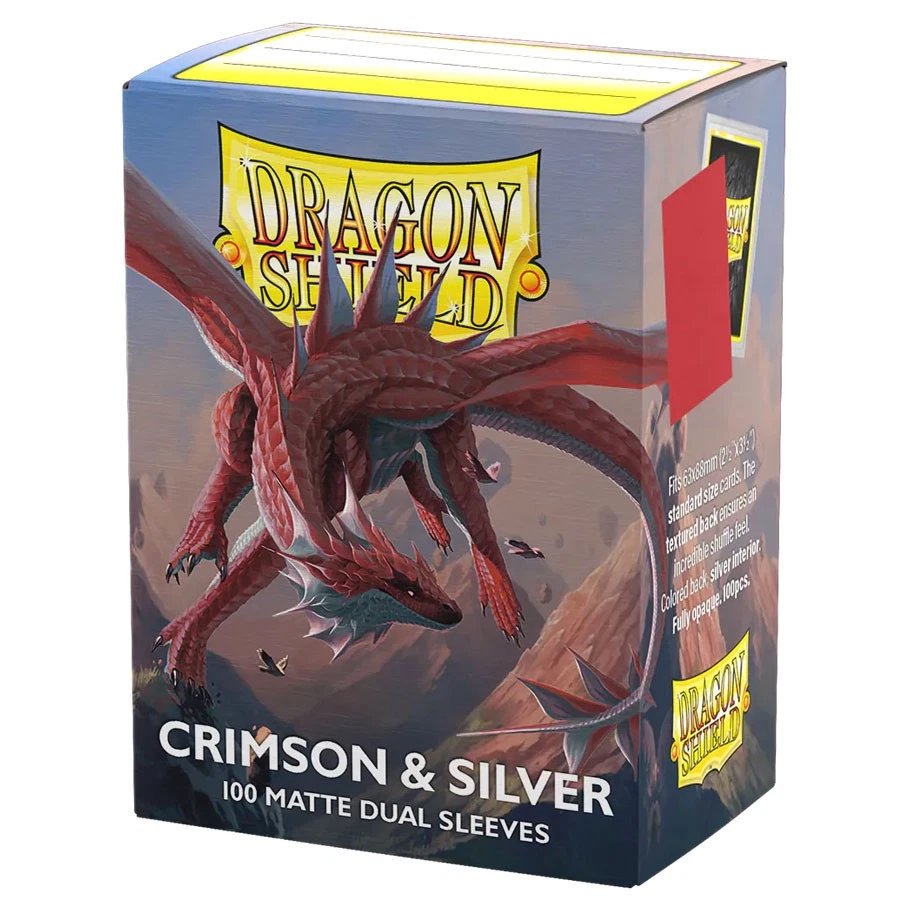 Dragon Shield Dual Matte Sleeves Crimson & Silver (100 ct) – Premium Opaque Trading Card Sleeves with Matte Texture for MTG, Pokémon, Lorcana & Flesh