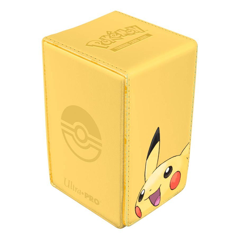 Ultra PRO Pokémon Pikachu Alcove Tower Deck Box – Official Pokémon TCG Premium Leatherette Card Storage Case Holds 100 Double-Sleeved Cards with