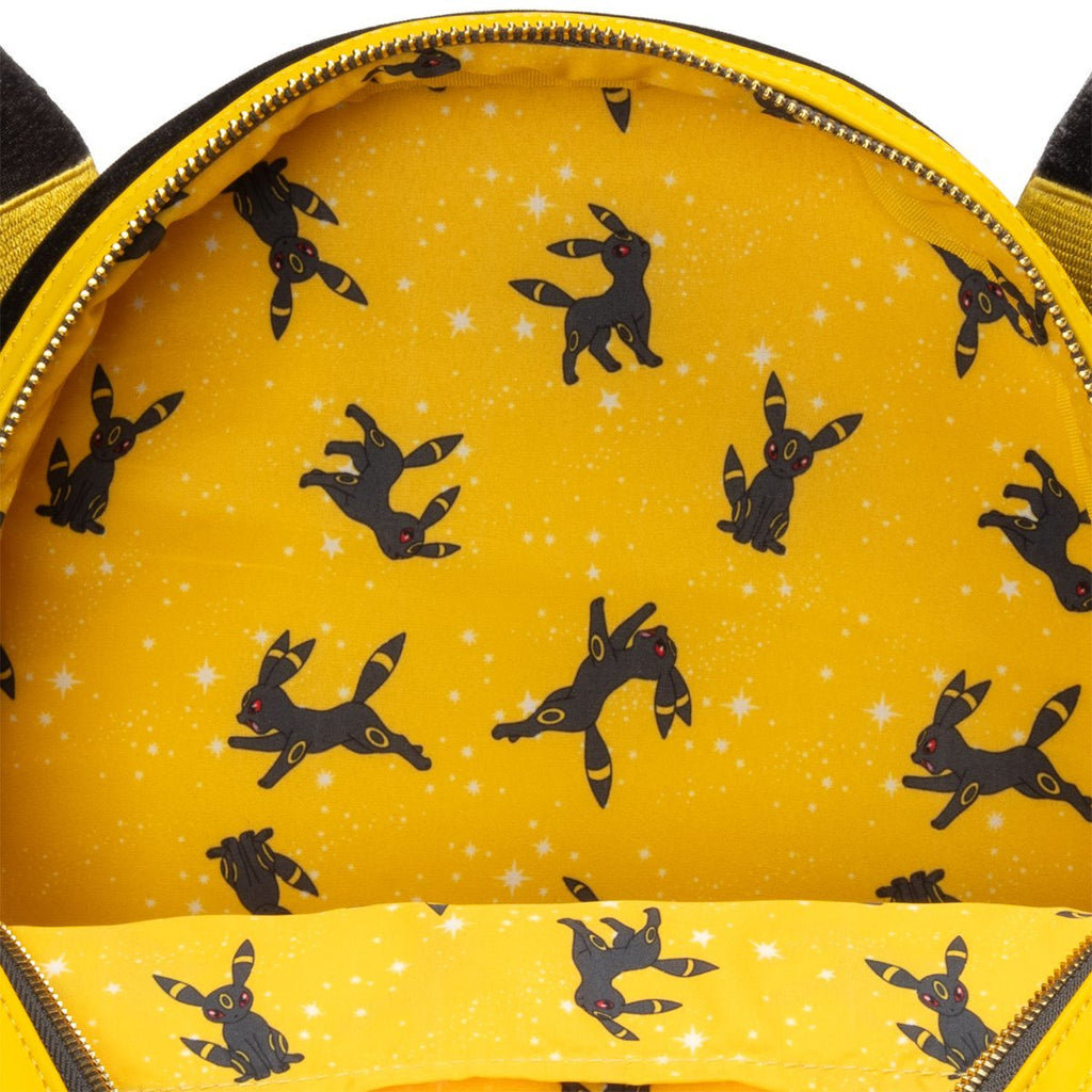 Pokemon Umbreon Midsize Backpack Entertainment Earth Exclusive by Loungefly, Plush Faux Fur Design, Adjustable Straps, Front Zipper Pocket