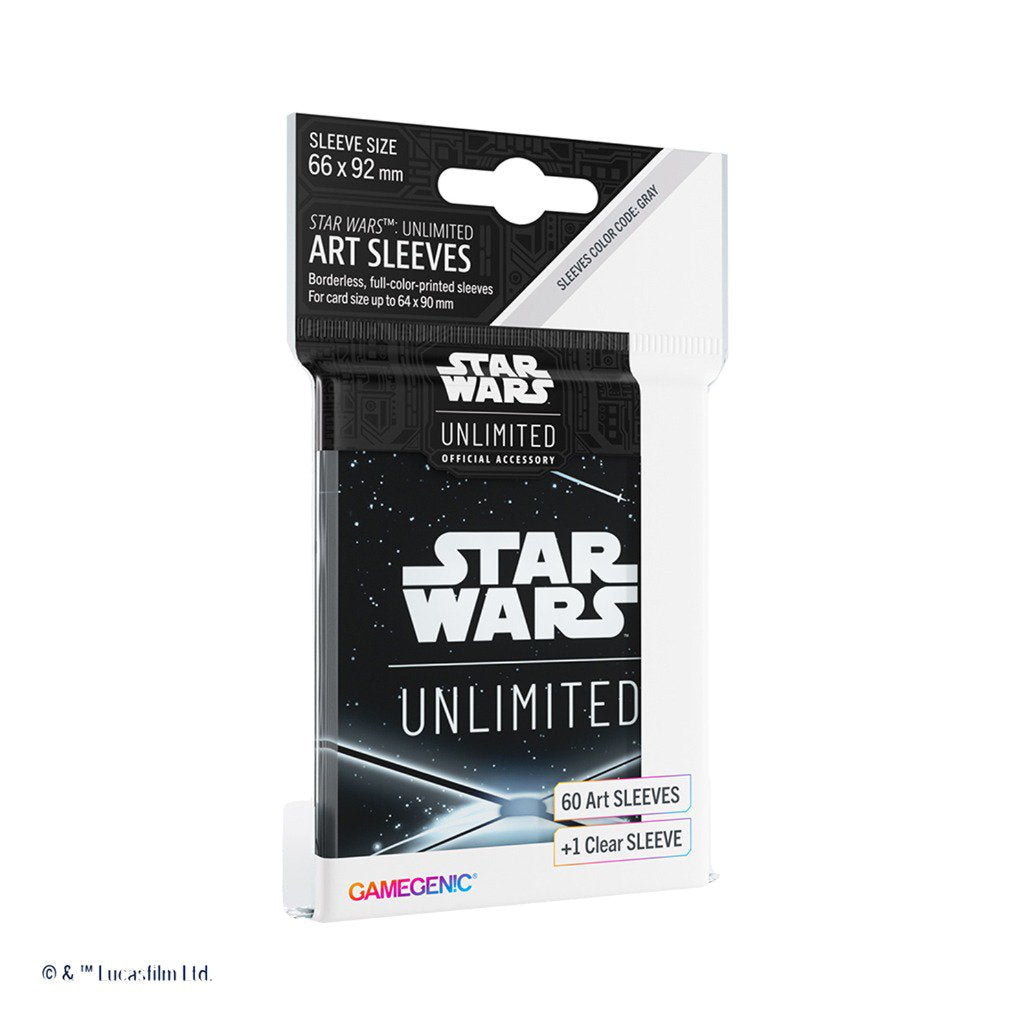 Star Wars Unlimited Art Sleeves Card Back Black, 60 Standard Size Card Sleeves with Clear Leader Sleeve, Durable TCG Card Protectors for Star Wars
