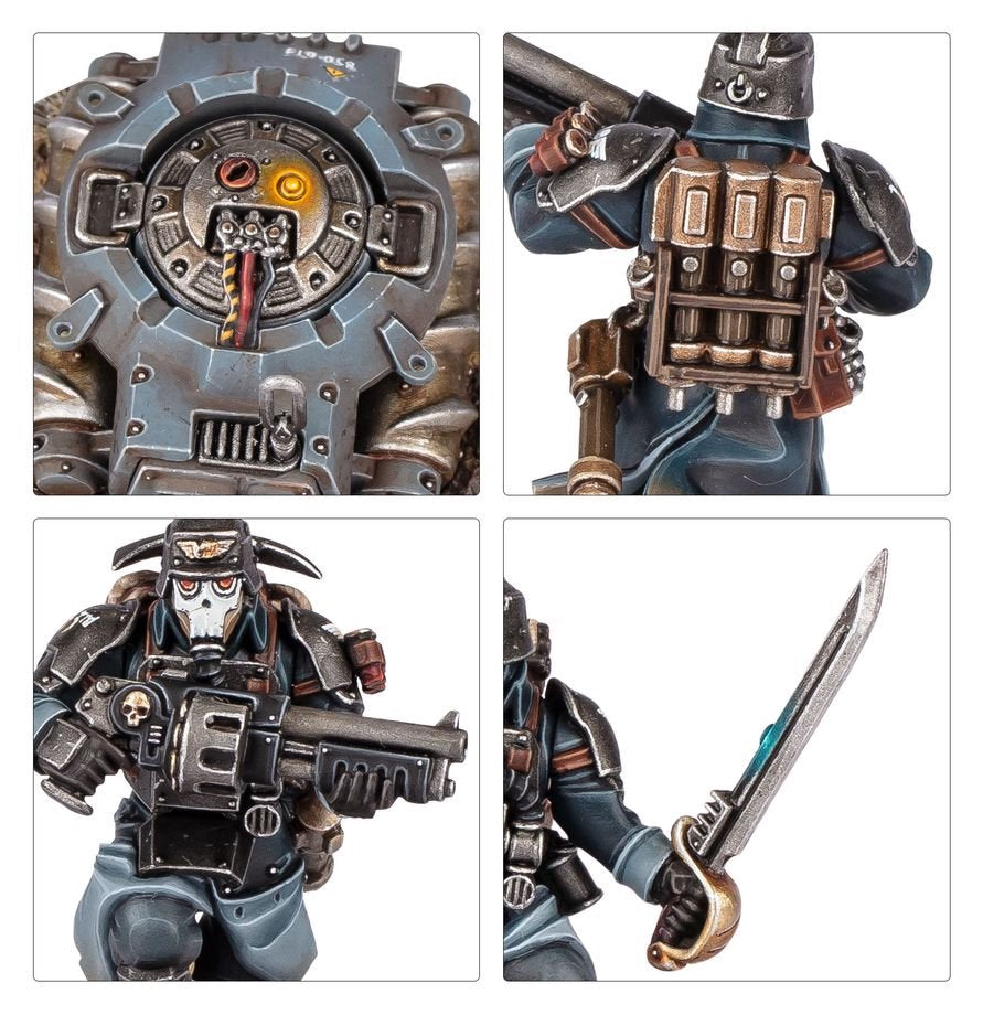 Warhammer 40,000 Astra Militarum Death Korps of Krieg Combat Engineers Set – 5+1 Plastic Miniatures Kit with Customisable Weapons, Remote Mine