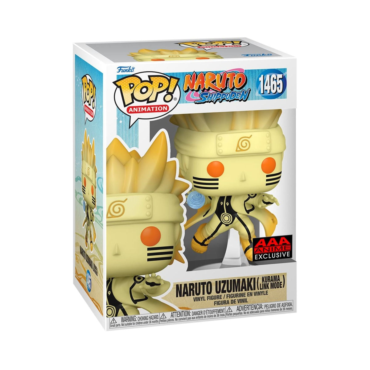 Naruto Uzumaki (Kurama Link Mode) Funko Pop! Naruto Shippuden - AAA Anime Exclusive Vinyl Figure # 1465 with Display Box Protector Case
