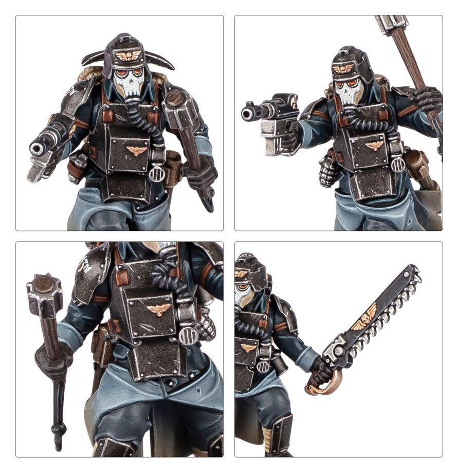 Warhammer 40,000 Astra Militarum Death Korps of Krieg Combat Engineers Set – 5+1 Plastic Miniatures Kit with Customisable Weapons, Remote Mine