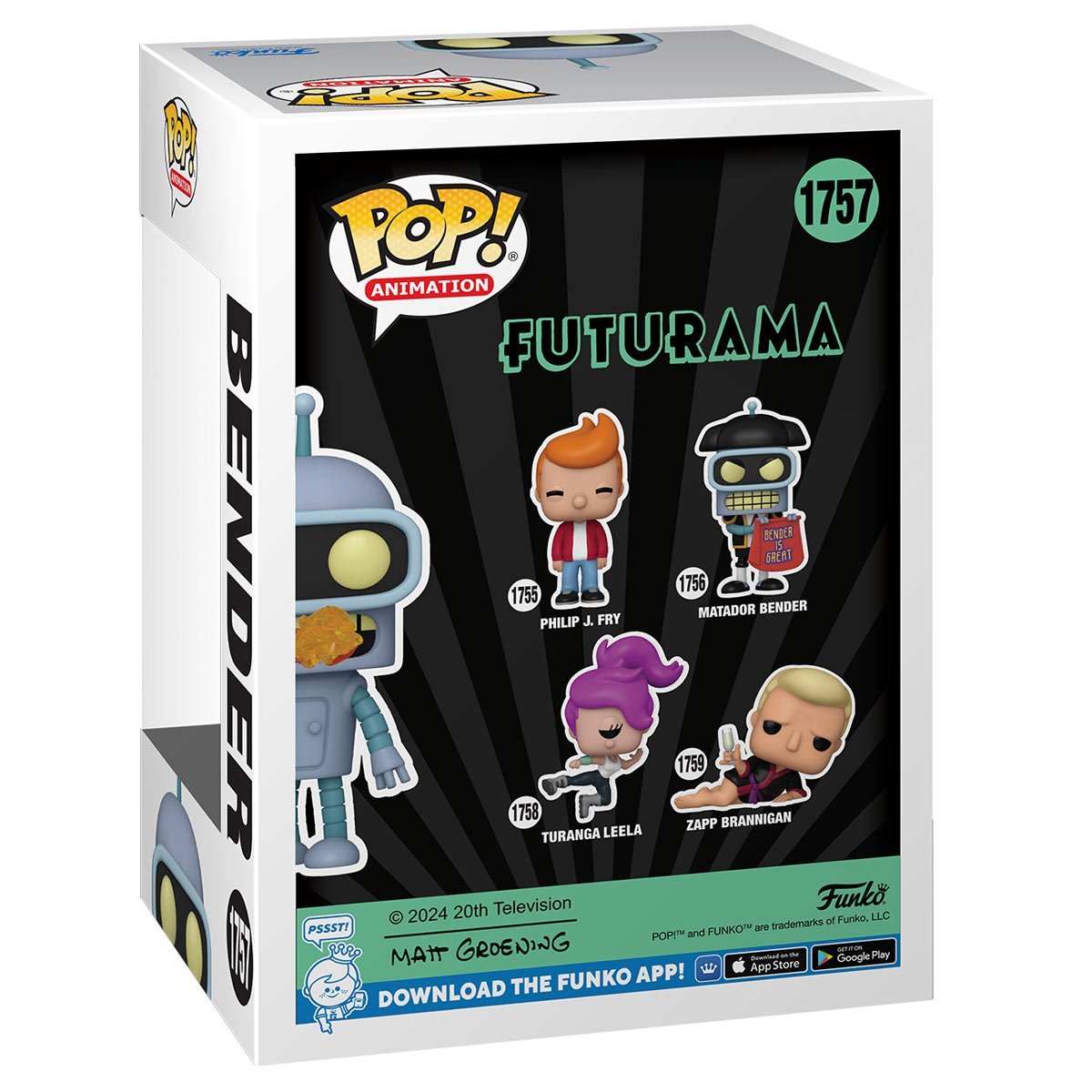 Bender Funko Pop! Animation Futurama - Approx. 4 1/2" Collectible Glow Chase Limited Edition Specialty Series Exclusive Vinyl Figure #1757 with