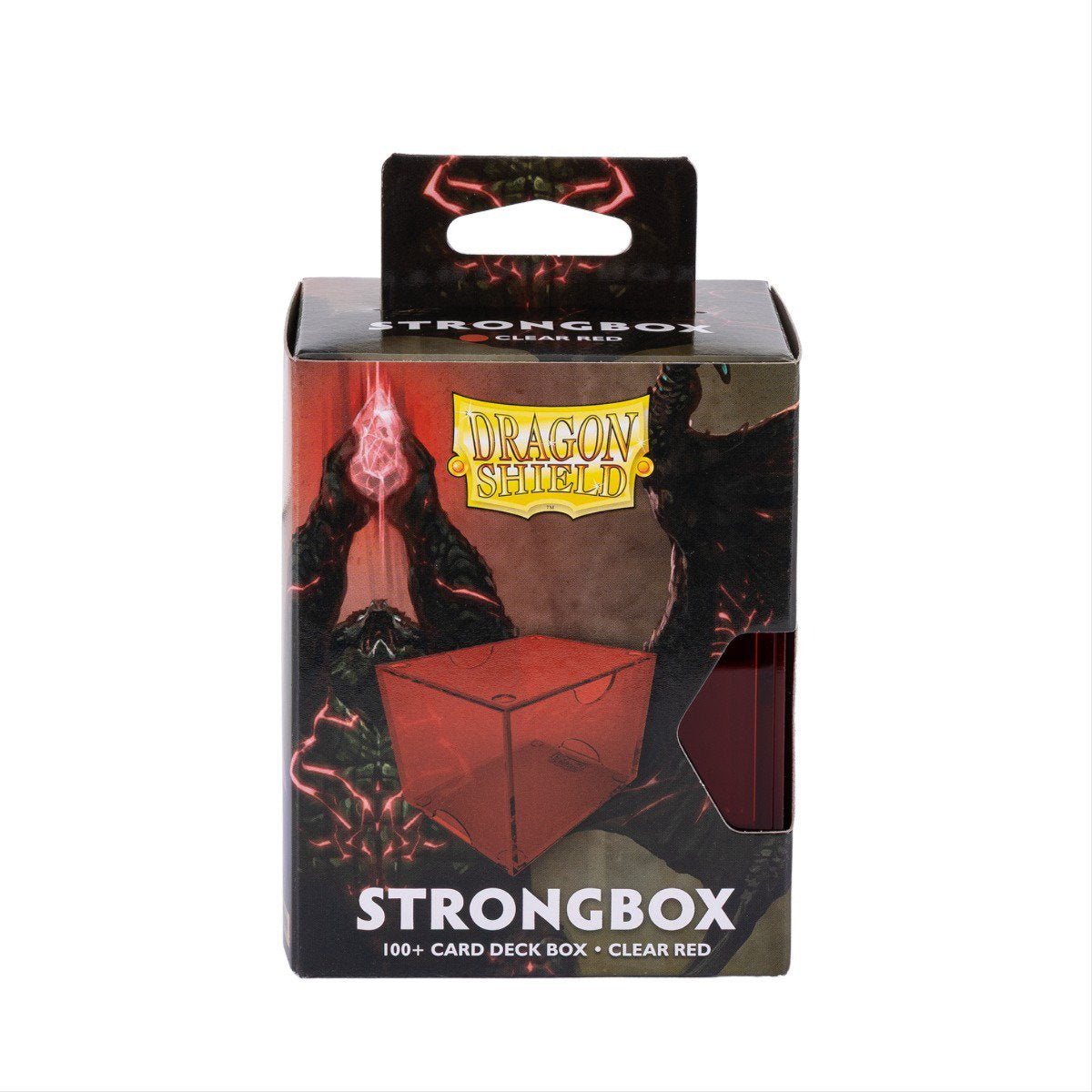 Dragon Shield Strongbox Deck Box Red 100+ Double-Sleeved Card Capacity, Clear Acrylic Stackable Trading Card Storage Case for MTG, Pokémon, Yu-Gi-Oh!