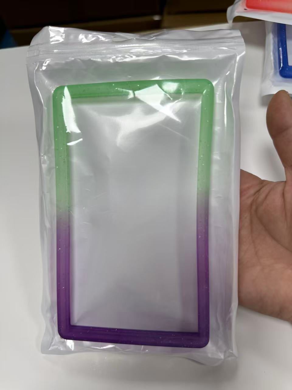 ER Bumper Slab PSA Gradient Green Blue Glitter Protective Frame for Graded Trading Card Slabs