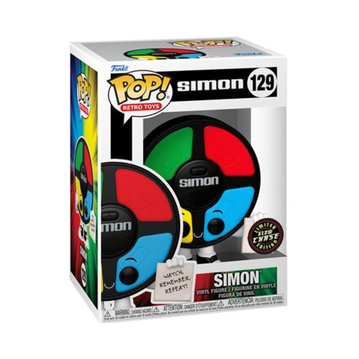 Simon Funko Pop! Retro Toys - Approximately 4" Glow Chase Limited Edition Collectible Vinyl Figure #129 withDisplay Box Protector Case
