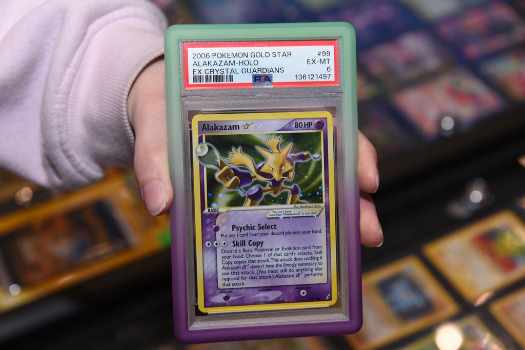 ER Bumper Slab PSA Gradient Green Blue Glitter Protective Frame for Graded Trading Card Slabs